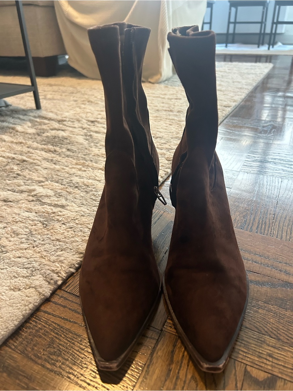 Dolce Vita Dark Brown Suede Pointed Toe Ankle Boots
